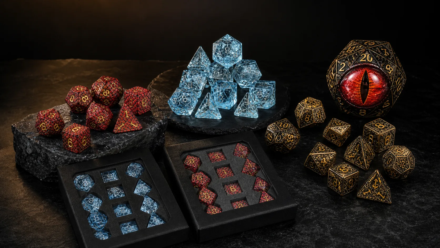 Dragon themed RPG dice for Kickstarter campaign rewards