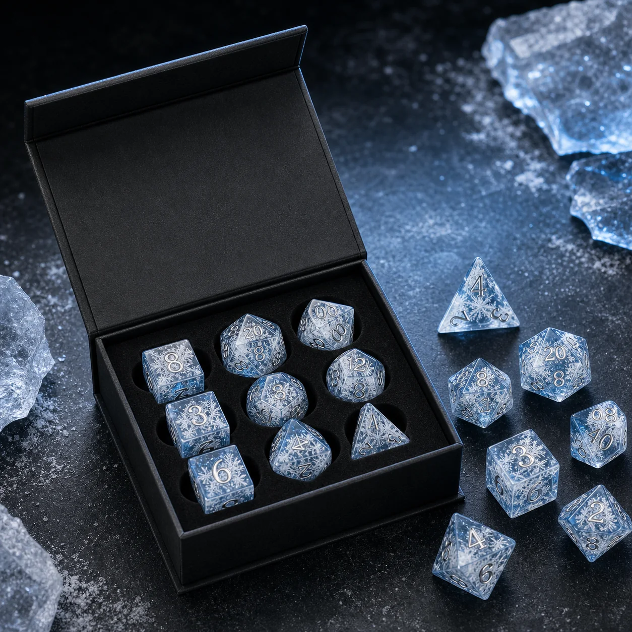 Frost dragon dice gift box for boxed wholesale RPG dice packaging