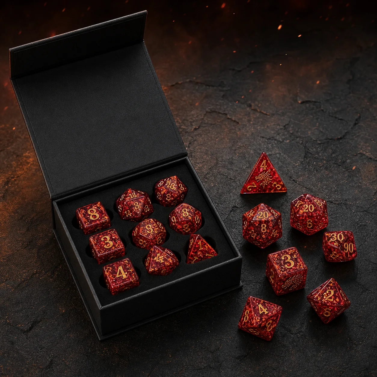 Red dragon dice gift box for premium custom dice packaging