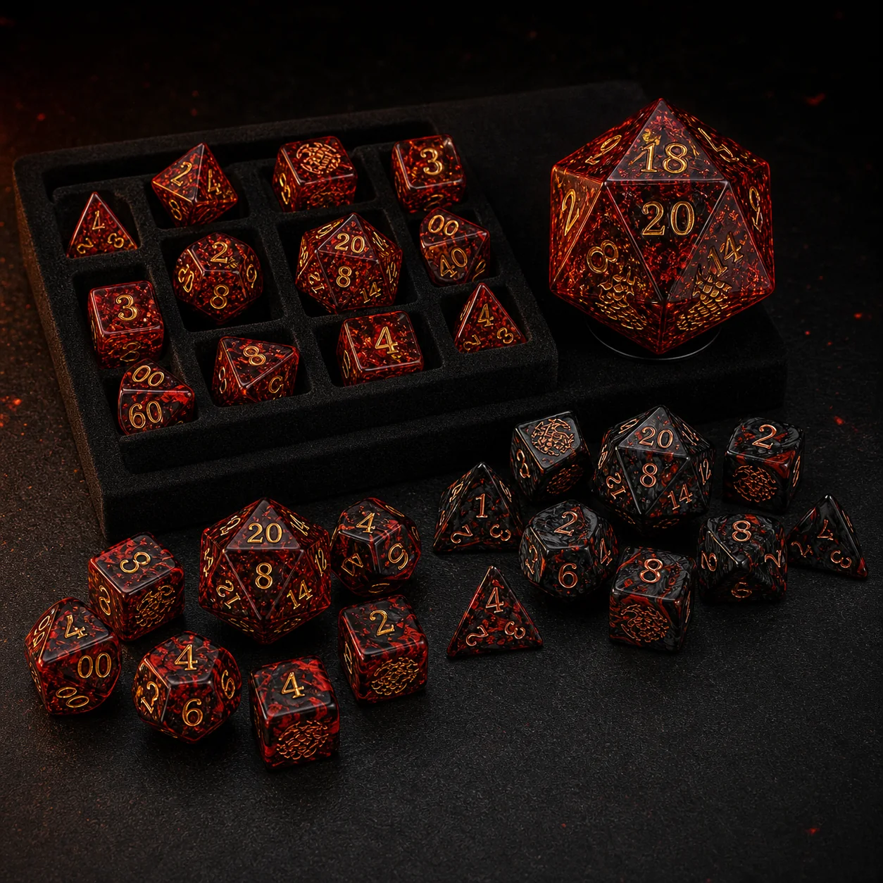 Red dragon dice wholesale assortment with retail packaging planning