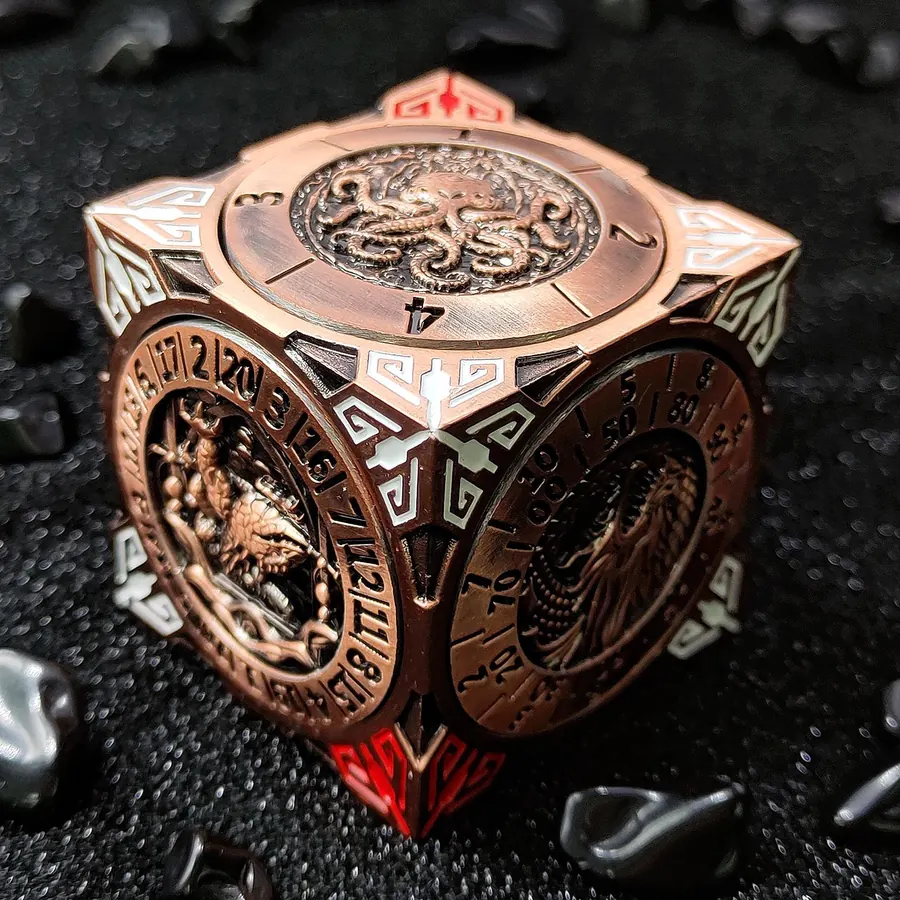 Wholesale 7-in-1, rotating D6 dice SKU D6-2 exotic dice catalog