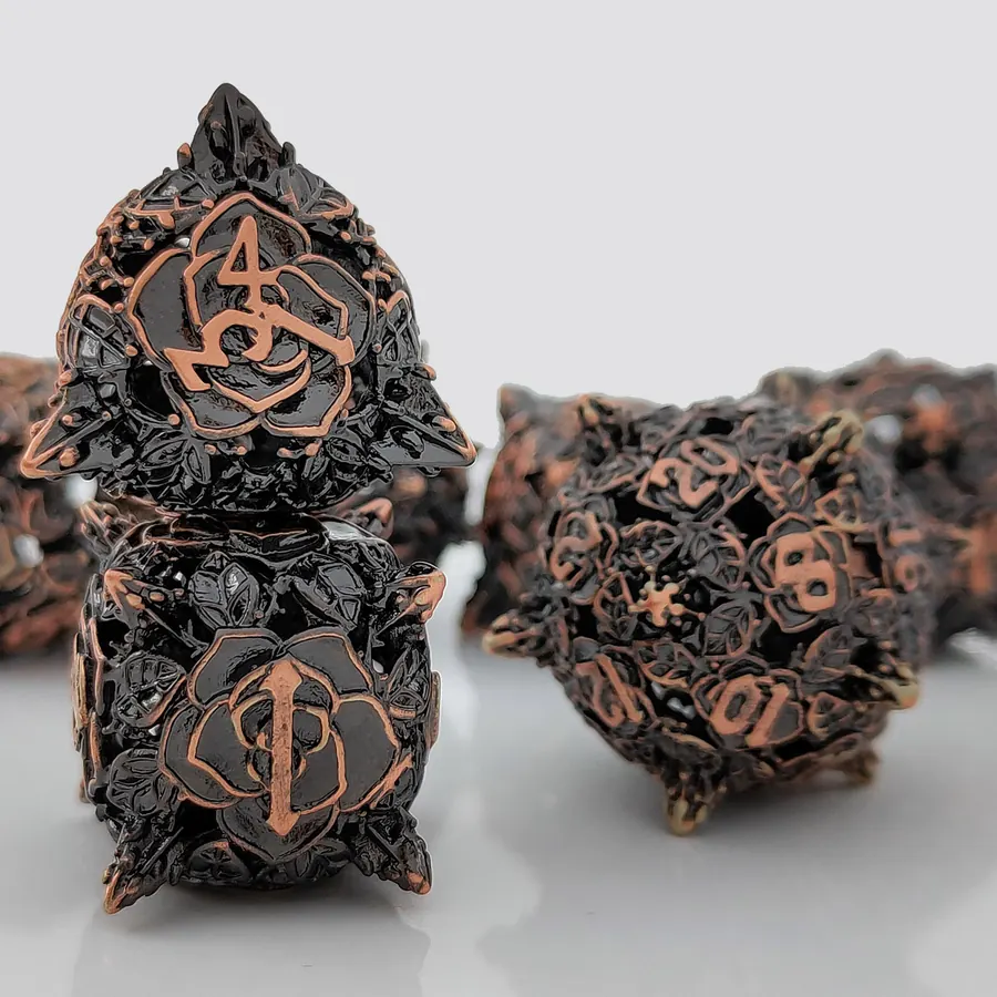 Hollow rose dice catalog SKU for giftable wholesale dice assortments
