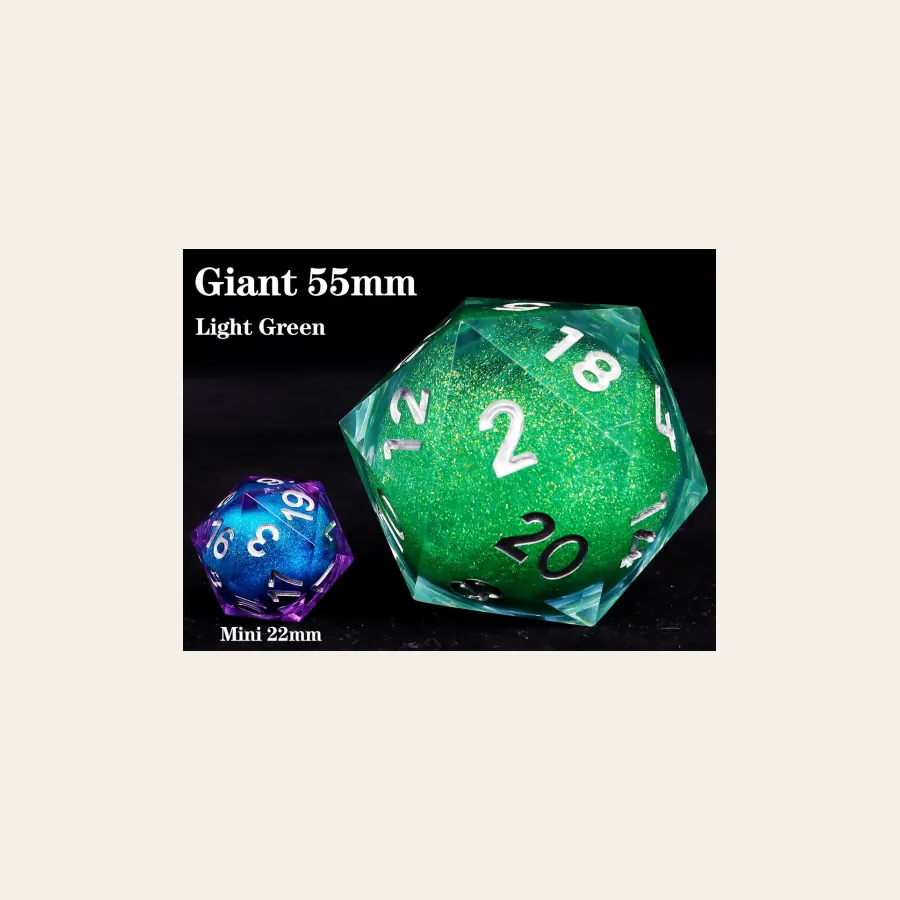 Oversized 55mm D20 dice wholesale product for RPG events and gifts