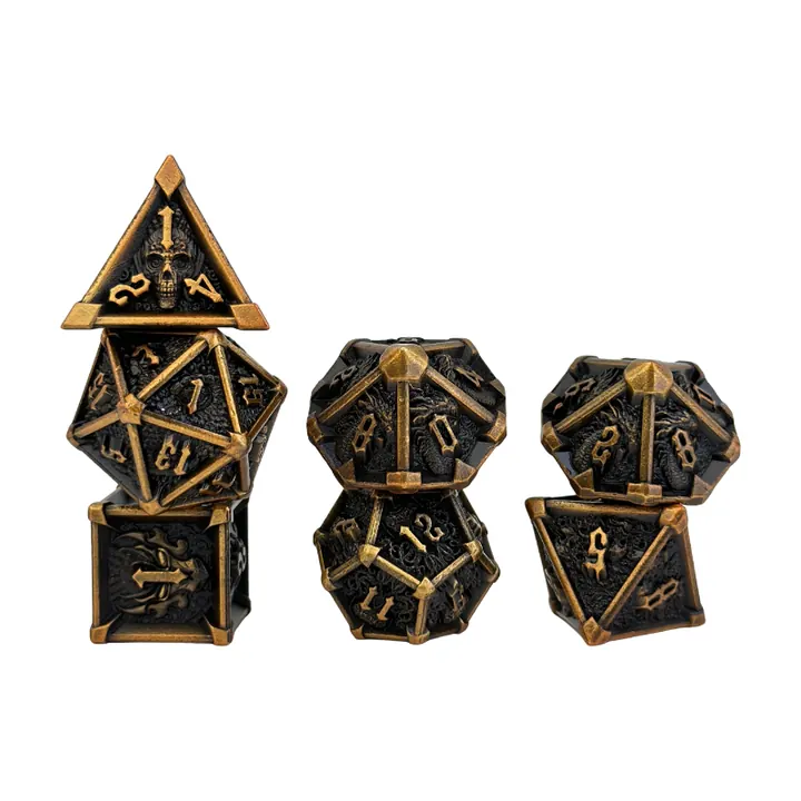 Real black gold warlock dice sample set