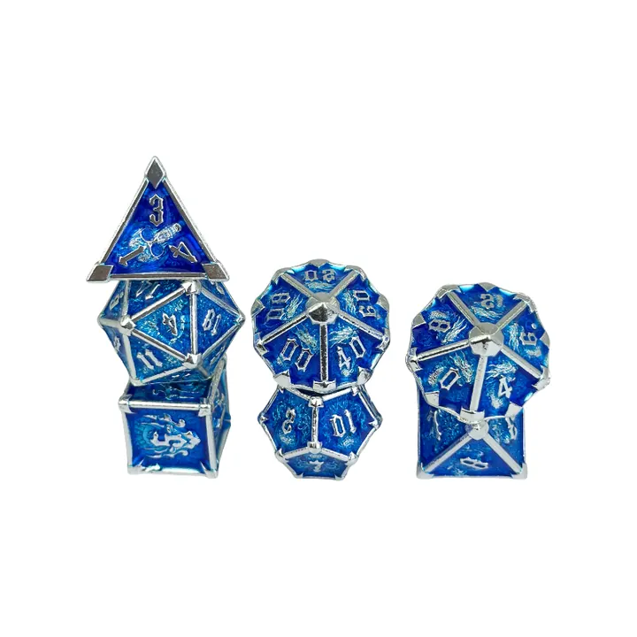 Real frost dragon blue polyhedral dice sample set