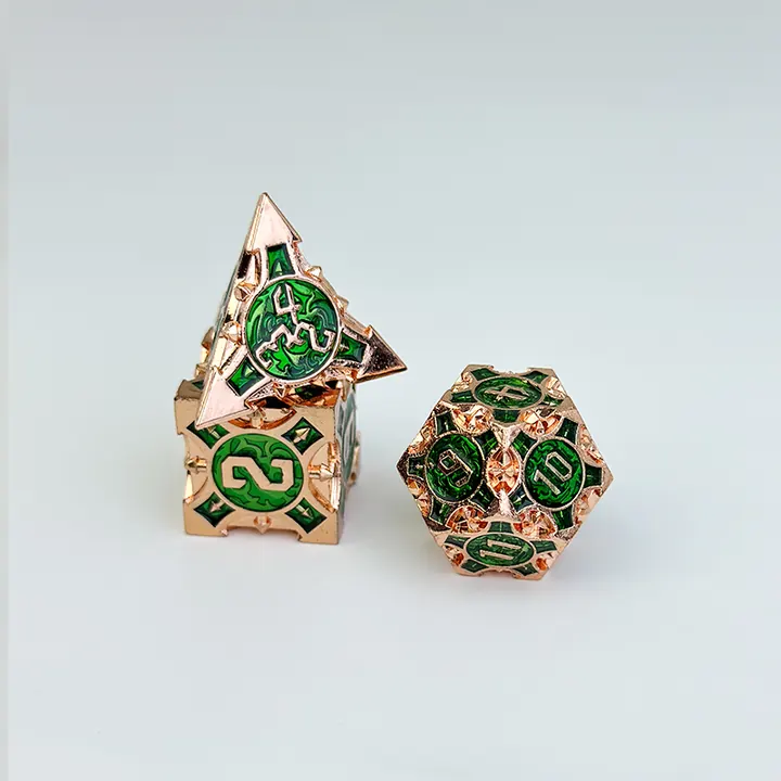 Real emerald dragon RPG dice set for bulk polyhedral dice buyers