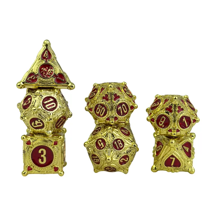 Real gold treasure hoard dice set for bulk fantasy RPG buyers