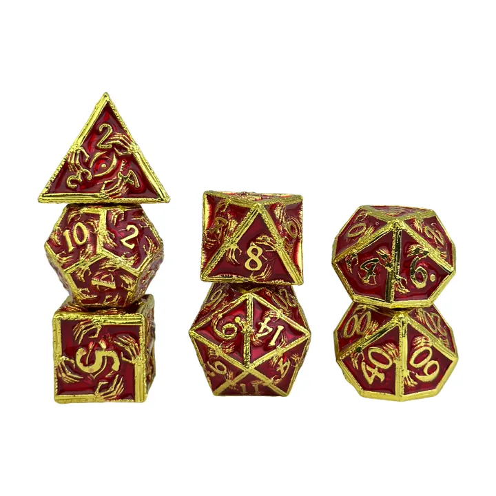 Real red dragon rune polyhedral dice sample for wholesale RPG buyers