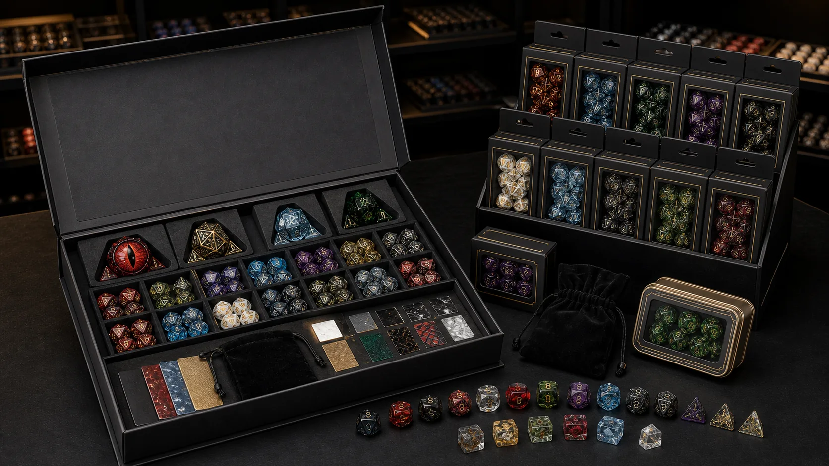 Wholesale RPG dice sample kit and retail display assortment